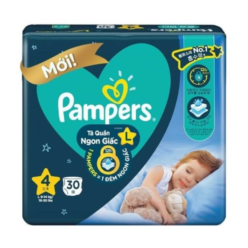 Tã quần ban đêm Pampers ngủ ngon size L 30 miếng (9 - 14 kg)-1