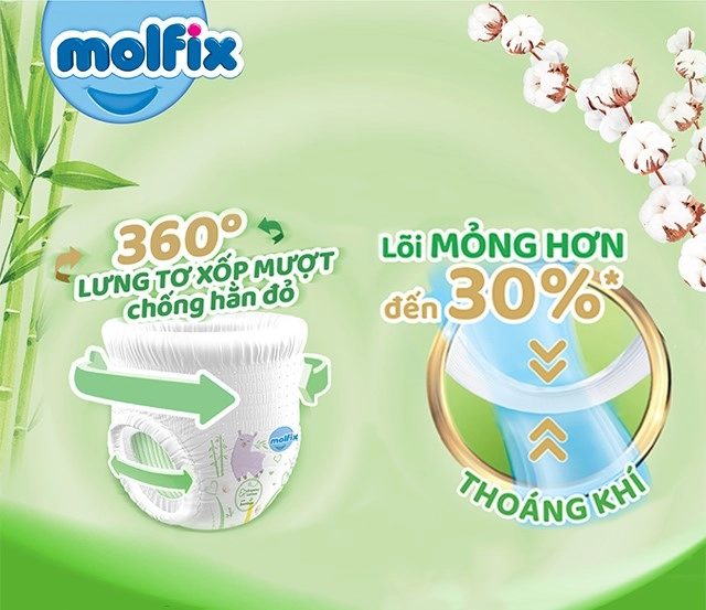 Tã quần Molfix thiên nhiên size XXL 56 miếng (15 - 25 kg) - Thiết kế