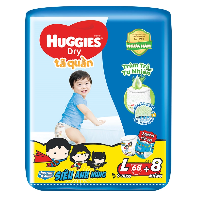 Tã quần Huggies Dry size L 76 miếng (9 - 14 kg)-1