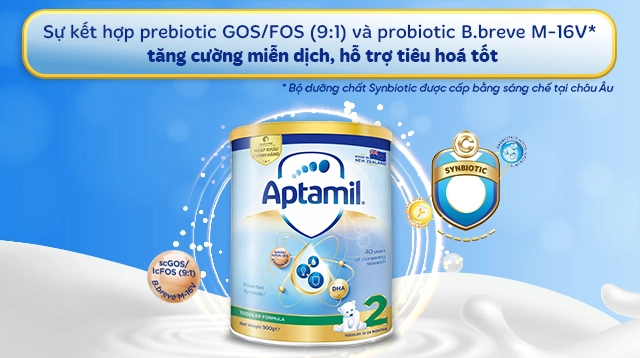Công thức Synbiotic - Sữa bột Aptamil Toddler Formula số 2 900g (1 - 2 tuổi)