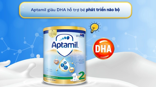 Phát triển trí não - Sữa bột Aptamil Toddler Formula số 2 900g (1 - 2 tuổi)