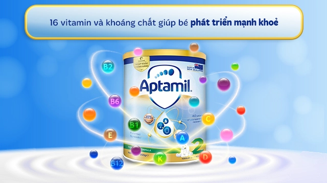 16 vitamin và khoáng chất - Sữa bột Aptamil Toddler Formula số 2 900g (1 - 2 tuổi)