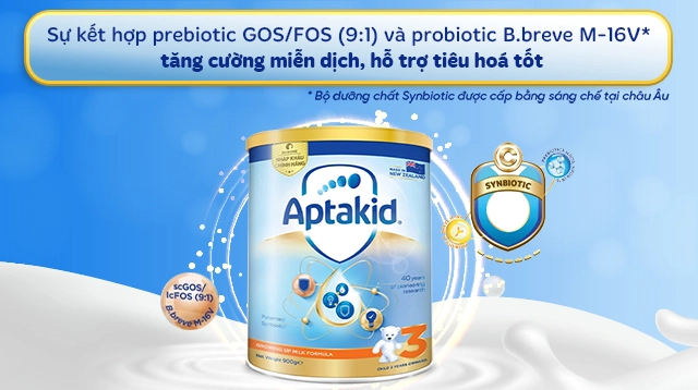 Công thức Synbiotic - Sữa bột Aptakid Growing Up Milk Formula số 3 900g (từ 2 tuổi)