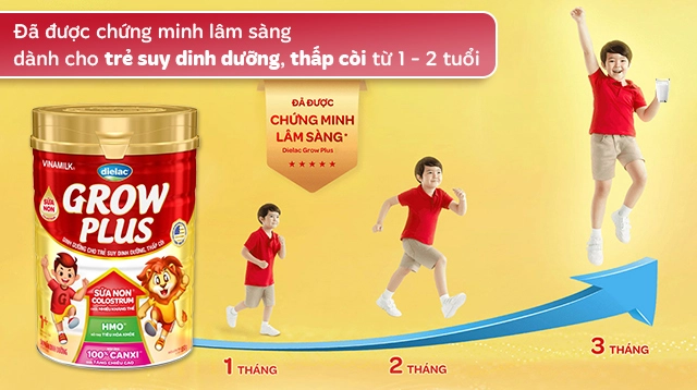 Sữa bột Dielac Grow Plus 1+ (sữa non) 850g (1 - 2 tuổi) dành cho trẻ suy dinh dưỡng, thấp còi - Độ tuổi
