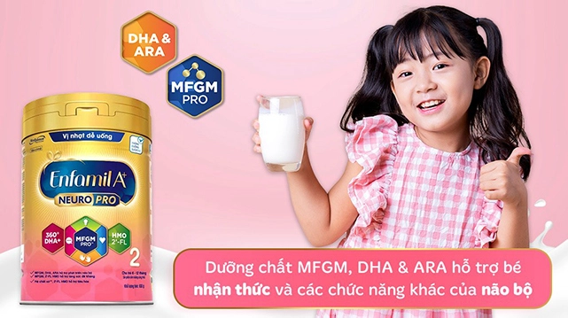 DHA - Sữa bột Enfamil A+ Neuropro số 2 vị nhạt dễ uống 830g (6 - 12 tháng)