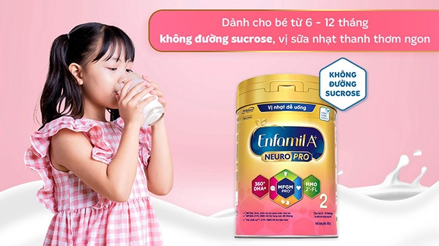 Hương vị - Sữa bột Enfamil A+ Neuropro số 2 vị nhạt dễ uống 830g (6 - 12 tháng)