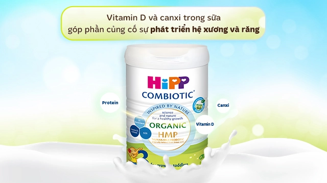 Sữa bột HiPP Organic Combiotic số 3 800g (1 - 3 tuổi) - Vitamin D và canxi