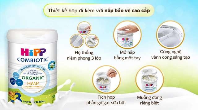 Sữa bột HiPP Organic Combiotic số 3 - Thiết kế nắp hộp
