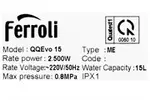 Máy nước nóng gián tiếp Ferroli 15 lít 2500W QQ Evo ME Màu Trắng