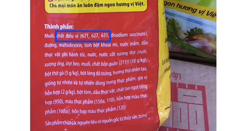 Xem trên thành phần để biết chất điều vị
