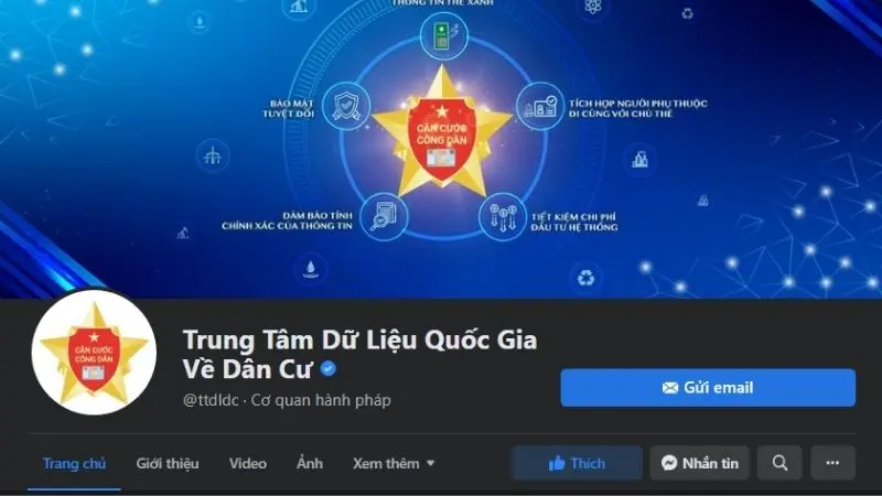 Tra cứu trên Fanpage Trung tâm dữ liệu quốc gia về dân cư