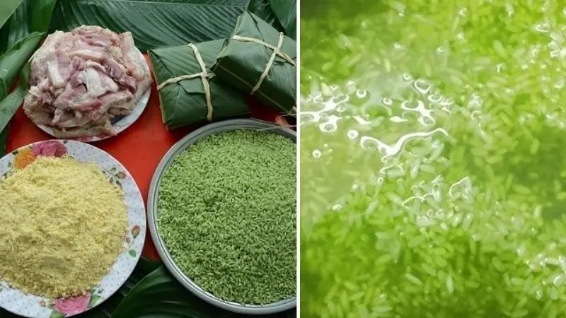 Xếp lá vào khuôn và cho nhân vào