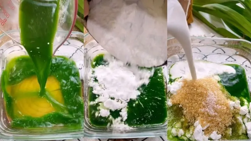Làm phần bột màu trắng.