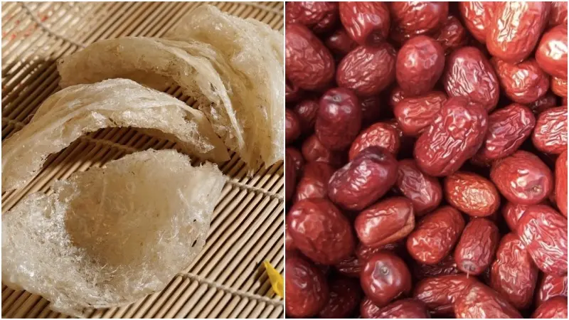 Nguyên liệu chưng tổ yến với đường phèn táo đỏ