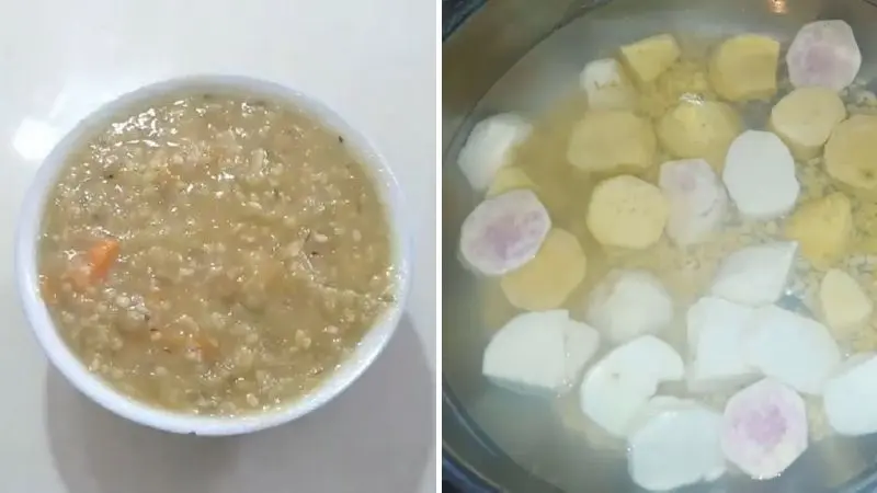 Cháo khoai lang tôm