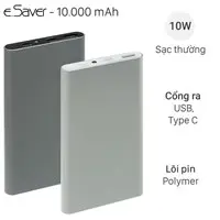 Sạc dự ph&ograve;ng Polymer 10.000 mAh Type C eSaver PJ JP106S