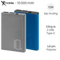 Pin sạc dự ph&ograve;ng Polymer 10.000 mAh Type C Xmobile PJ JP190ST