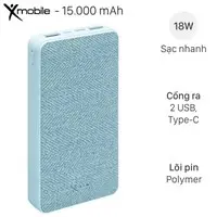Pin sạc dự ph&ograve;ng Polymer 15.000 mAh Type C PD QC3.0 Xmobile