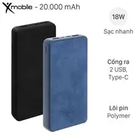 Pin sạc dự ph&ograve;ng Polymer 20.000 mAh Type C PD QC3.0 Xmobile