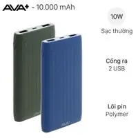 Sạc dự ph&ograve;ng AVA 10000 mAh