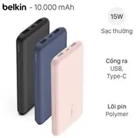 Pin sạc dự ph&ograve;ng Polymer 10.000 mAh Type C 15W PD Belkin