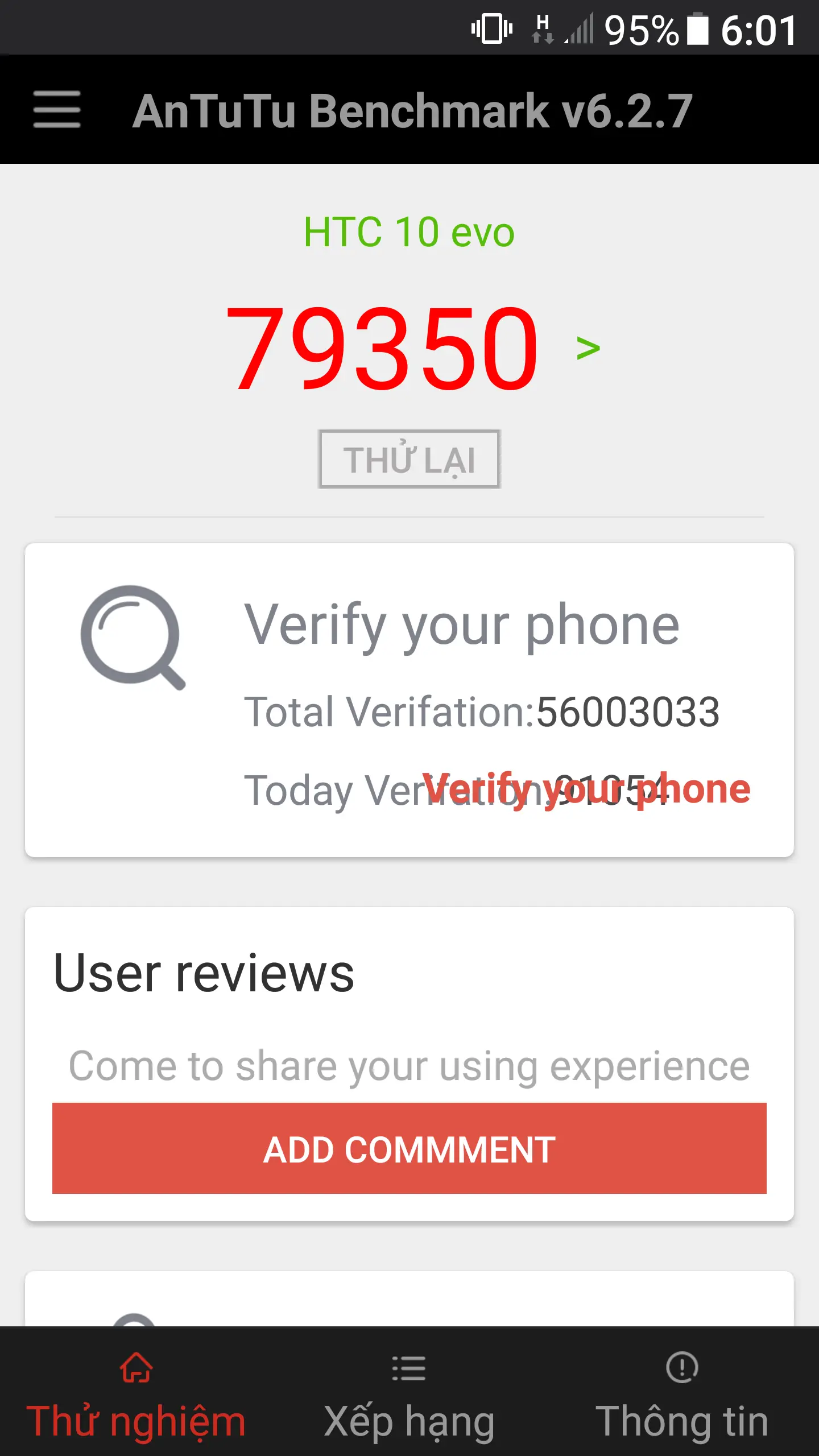 Khách hàng review Điện thoại HTC 10 evo 7