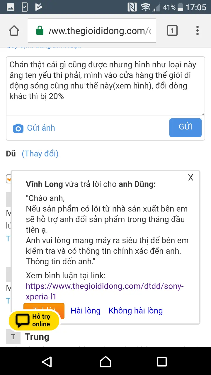 Khách hàng review Điện thoại Sony Xperia L1 3
