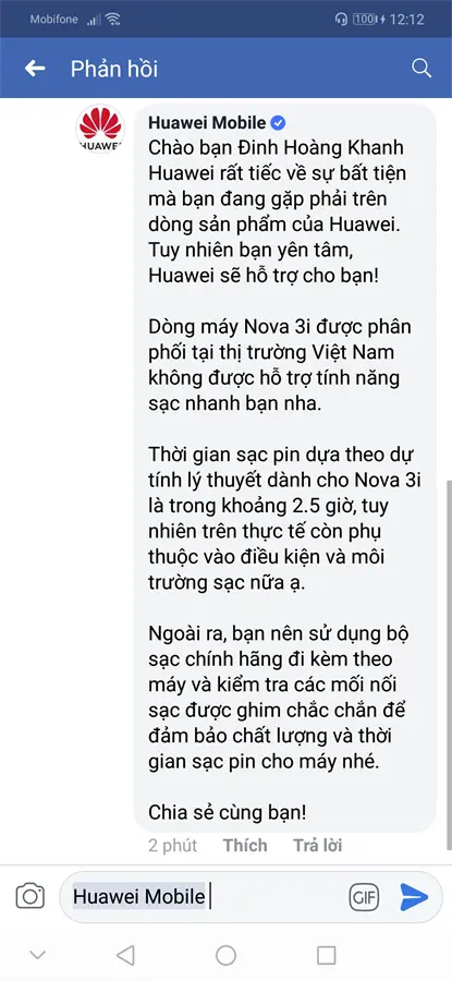 Khách hàng review Điện thoại Huawei Nova 3i 10