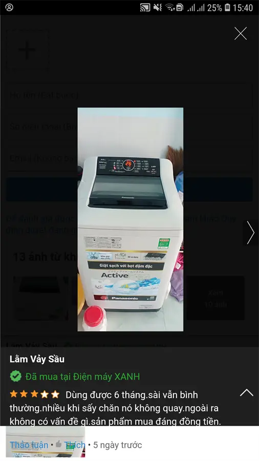 Khách hàng review Máy giặt Panasonic 8.5 kg NA-F85A4HRV 10