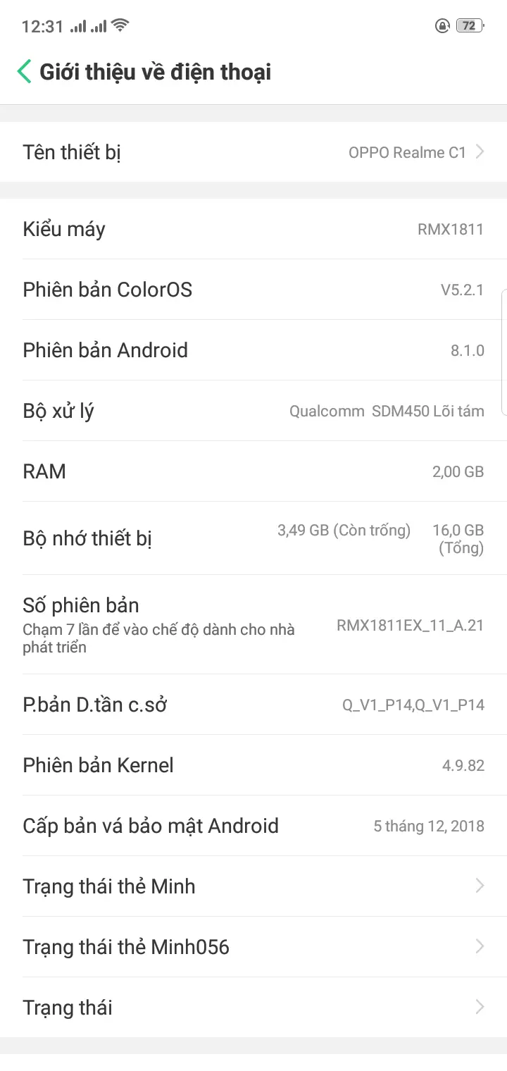 Khách hàng review Điện thoại realme C1 12