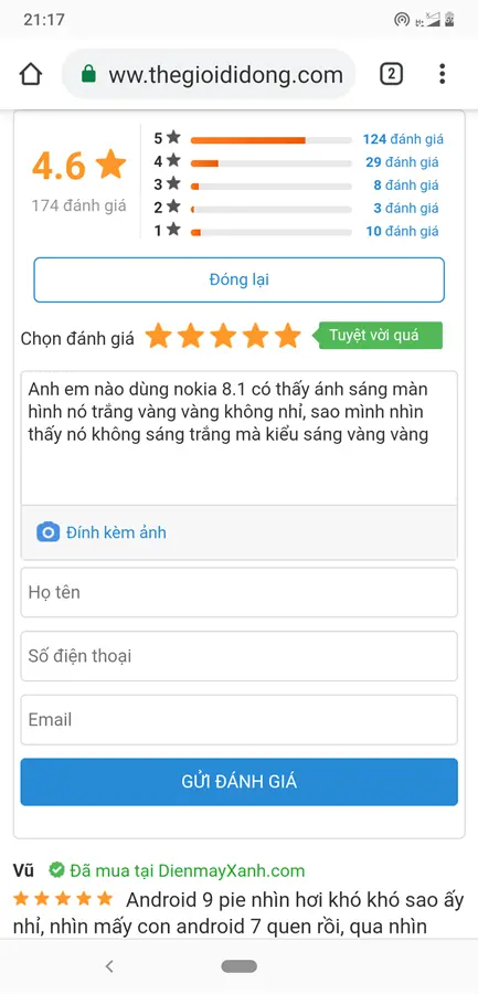 Khách hàng review Điện thoại Nokia 8.1 8