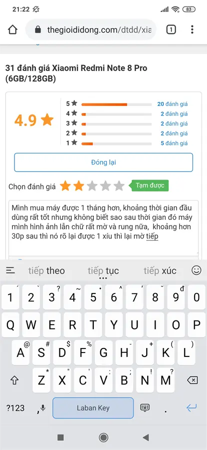 Khách hàng review Điện thoại Xiaomi Redmi Note 8 Pro (6GB/128GB) 17