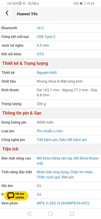 Khách hàng review Điện thoại Huawei Y9s 1