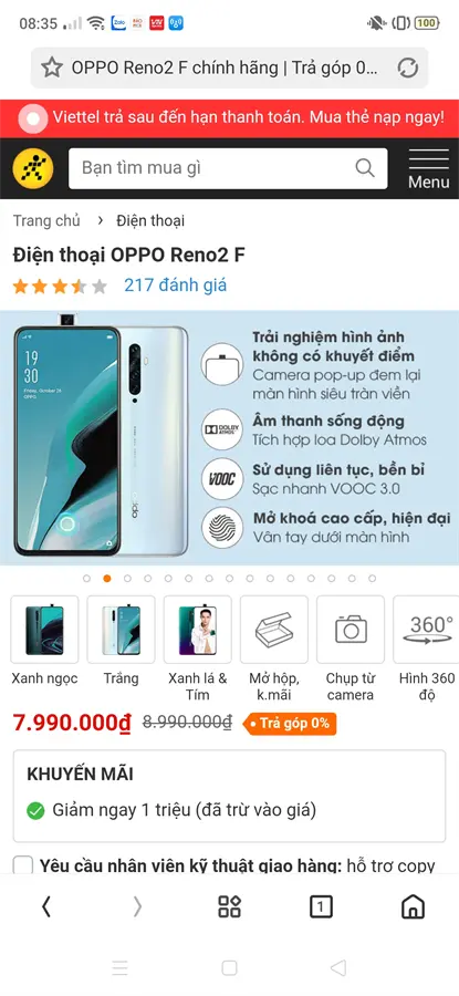 Khách hàng review Điện thoại OPPO Reno2 F 12