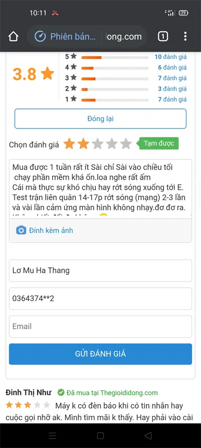 Khách hàng review Điện thoại OPPO A92 8