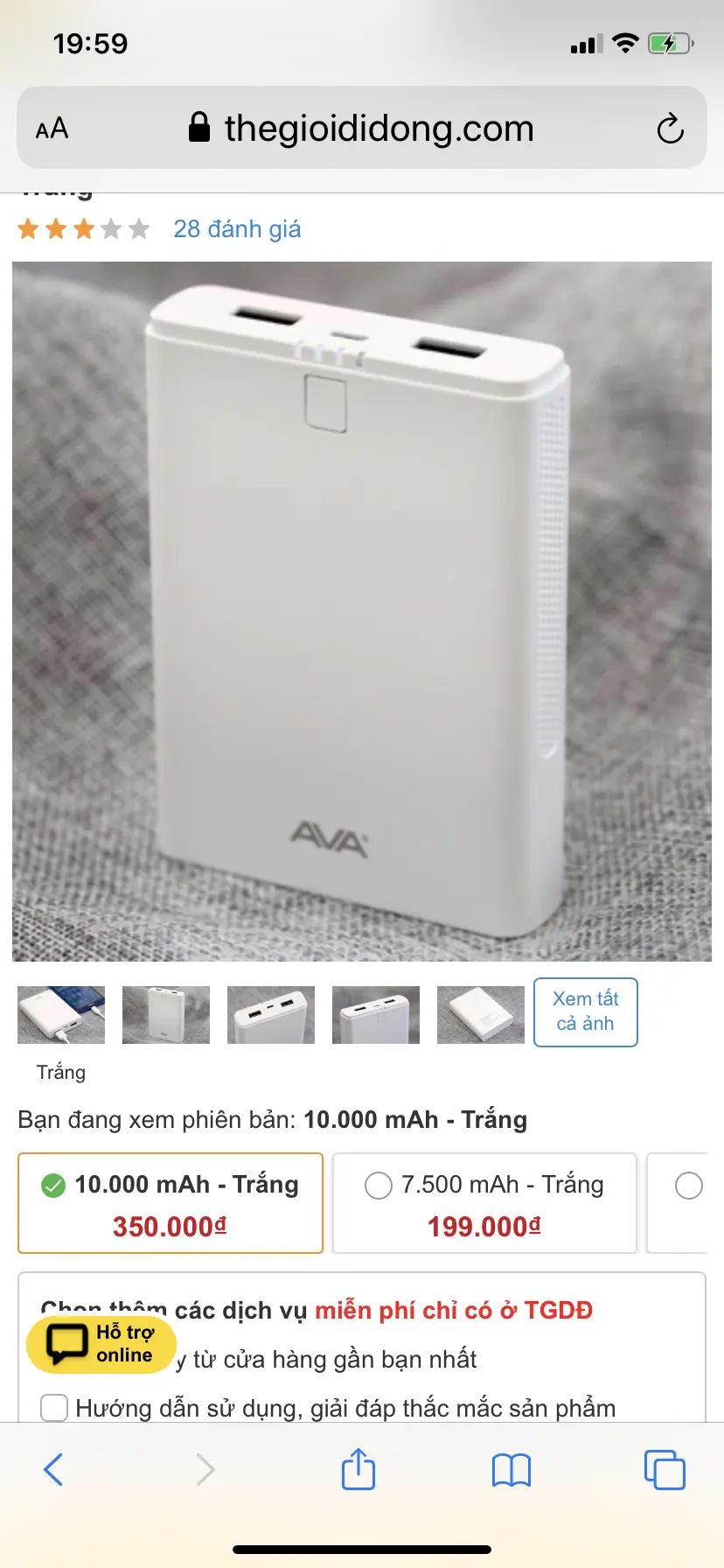Khách hàng review Pin sạc dự phòng 10.000 mAh AVA DS421-WB 1