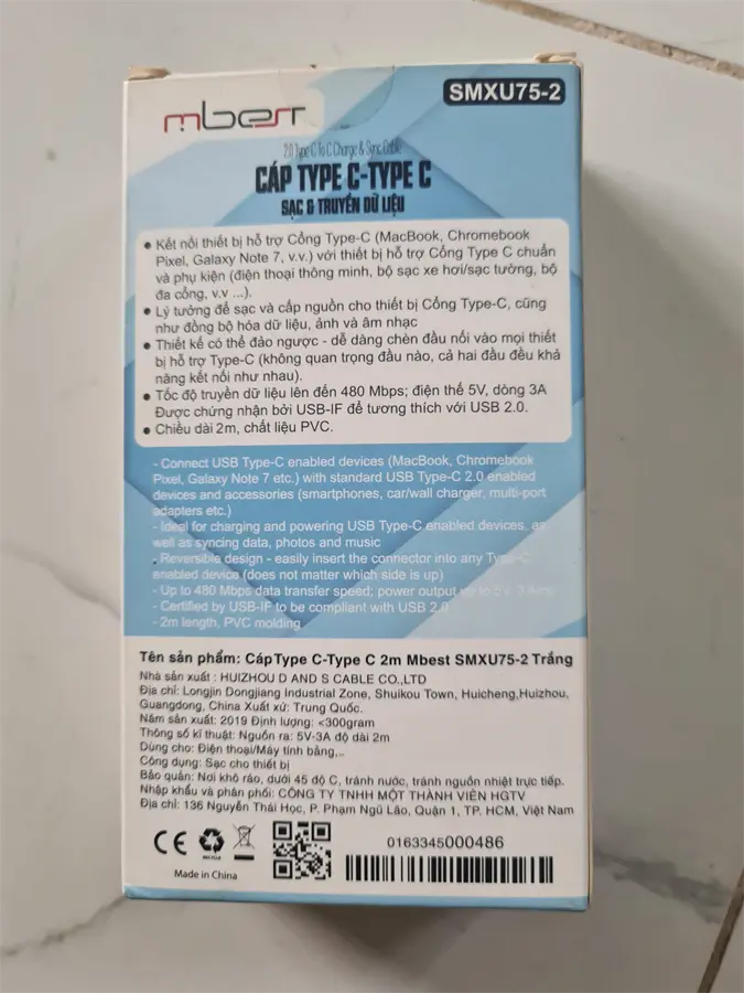 Khách hàng review Cáp Type C - Type C 1m M-Best SMXU75 1