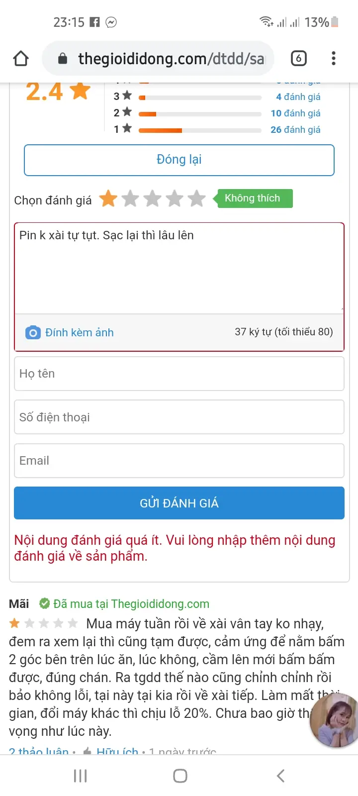 Khách hàng review Điện thoại Samsung Galaxy A21s (6GB/64GB) 8