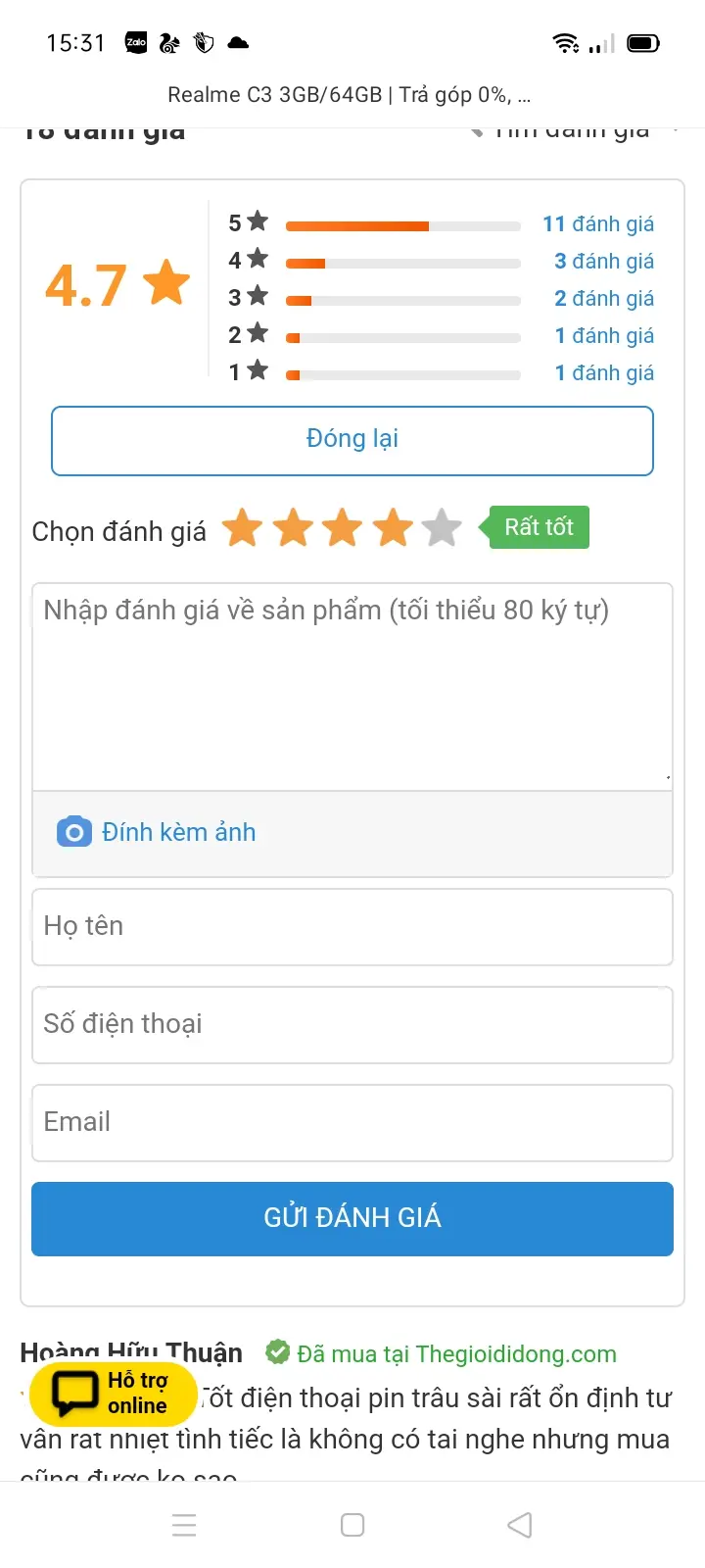 Khách hàng review Điện thoại realme C3 (3GB/64GB) 1