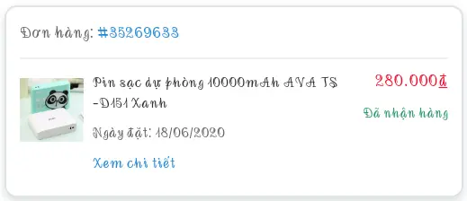 Khách hàng review Pin sạc dự phòng 10.000 mAh AVA TS-D151 4