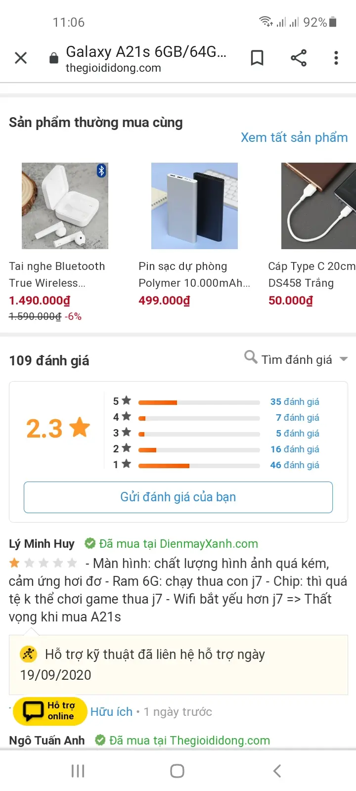 Khách hàng review Điện thoại Samsung Galaxy A21s (6GB/64GB) 7