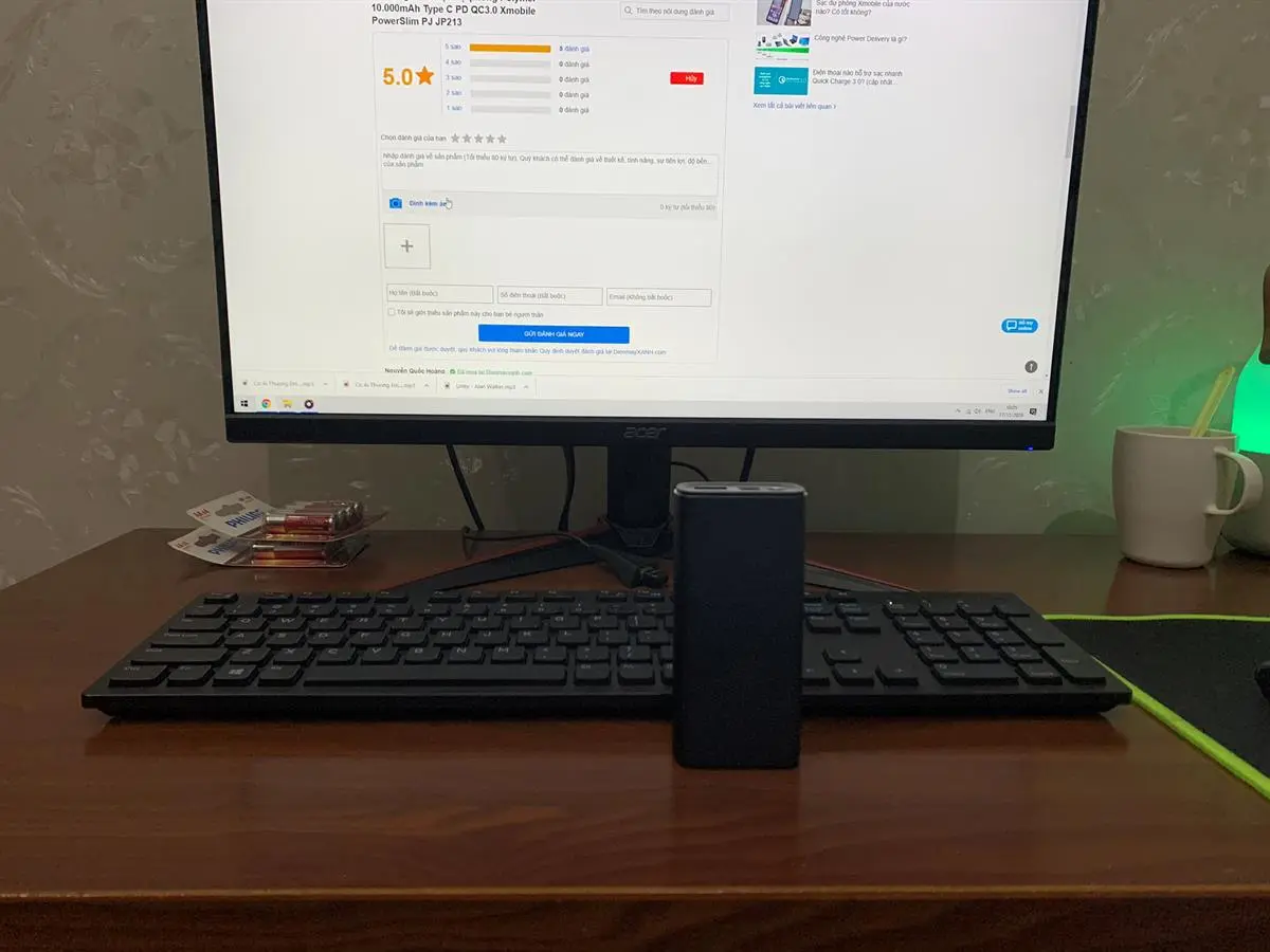 Khách hàng review Pin sạc dự phòng Polymer 10.000 mAh Type C PD QC3.0 18W Xmobile PowerSlim PJ JP213 47