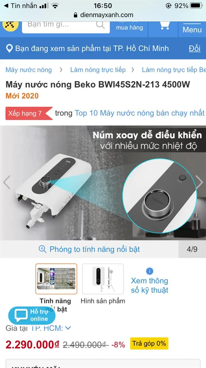 Khách hàng review Máy nước nóng trực tiếp Beko 4500W BWI45S2N-213 7