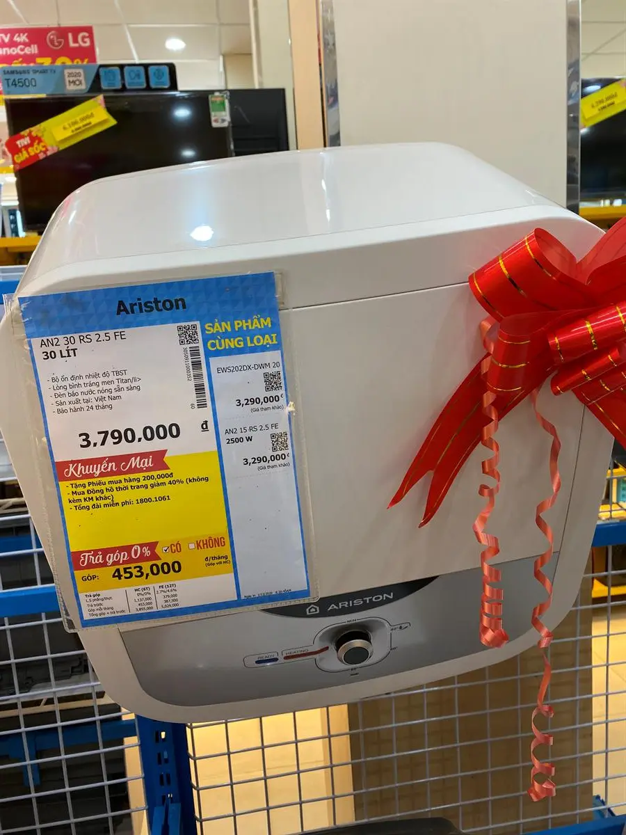 Khách hàng review Máy nước nóng gián tiếp Ariston 30 lít 2500W AN2 30 RS 2.5 FE 12