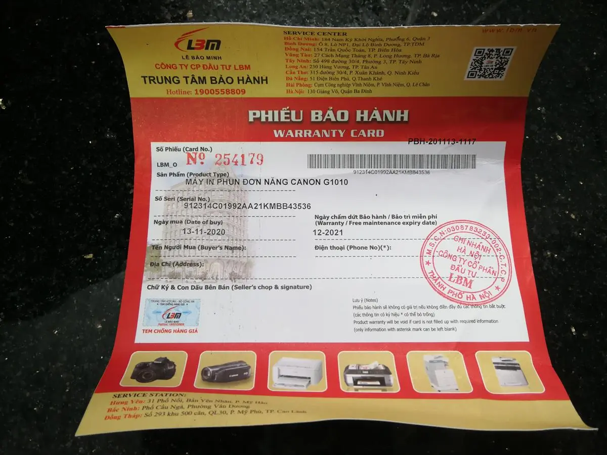 Khách hàng review Máy In phun màu đơn năng Canon PIXMA G1010 5
