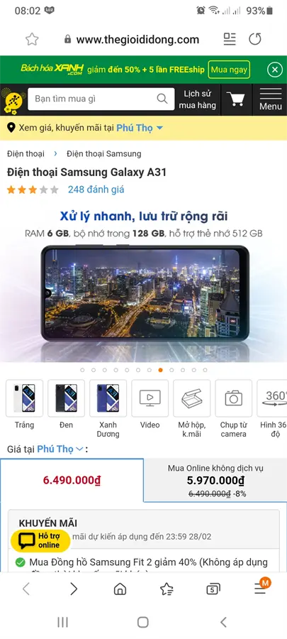 Khách hàng review Điện thoại Samsung Galaxy A31 9