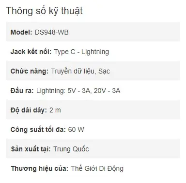 Khách hàng review Cáp Type C - Lightning MFI 2m Mbest DS948-WB 5