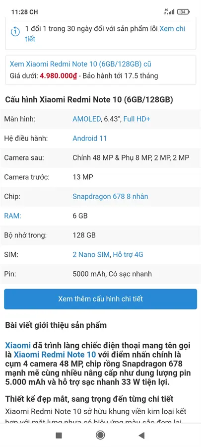 Khách hàng review Điện thoại Xiaomi Redmi Note 10 (6GB/128GB) 38