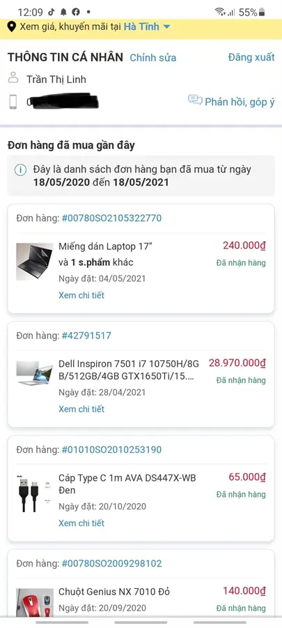 Khách hàng review Laptop Dell Inspiron 7501 i7 10750H/8GB/512GB/4GB GTX1650Ti/Win10 (X3MRY1) 1