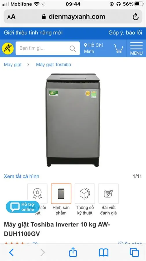Khách hàng review Máy giặt Toshiba Inverter 10 kg AW-DUH1100GV 10